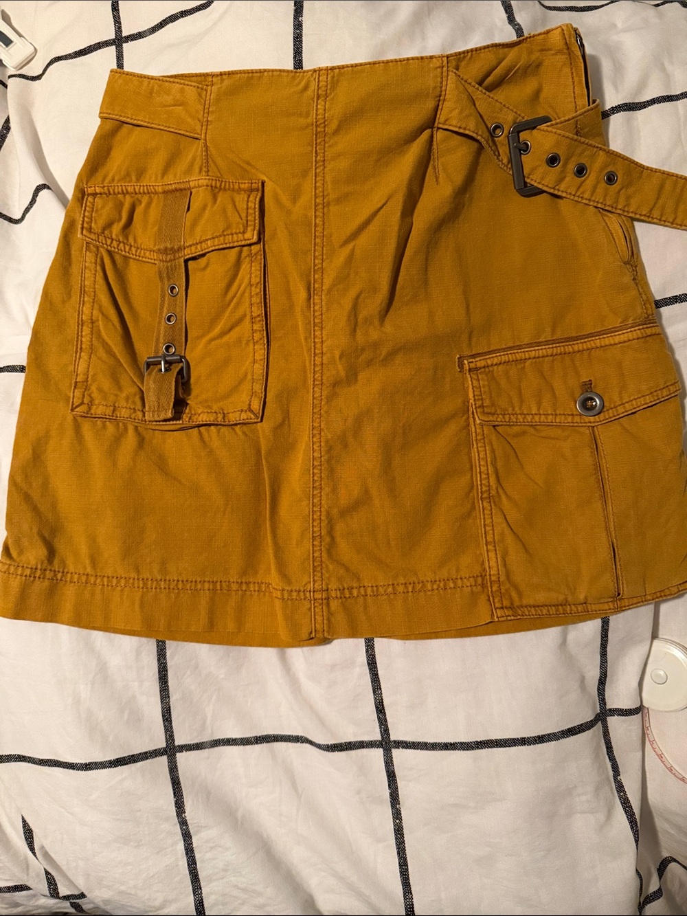Free People Mustard Utility Cargo Mini Skirt